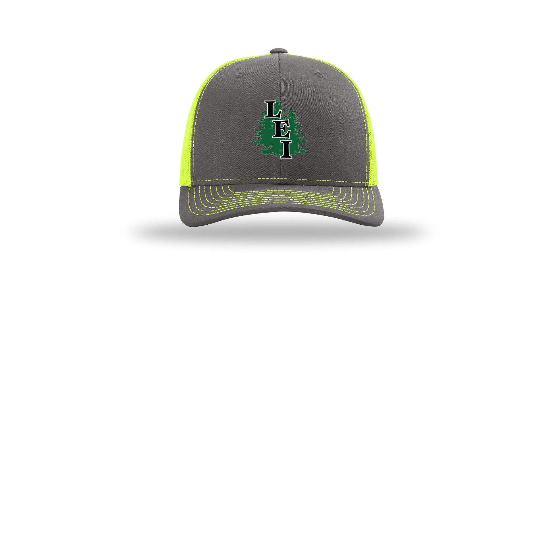 leisite-richardson-trucker-cap-embroidery-capfront-R112-charcoalneonyellow-flat-front