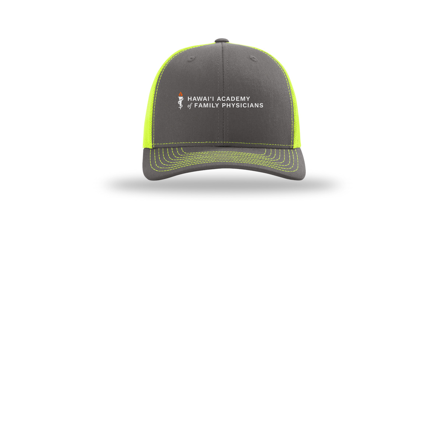hafp-richardson-trucker-cap-embroidery-capfront-R112-charcoalneonyellow-flat-front