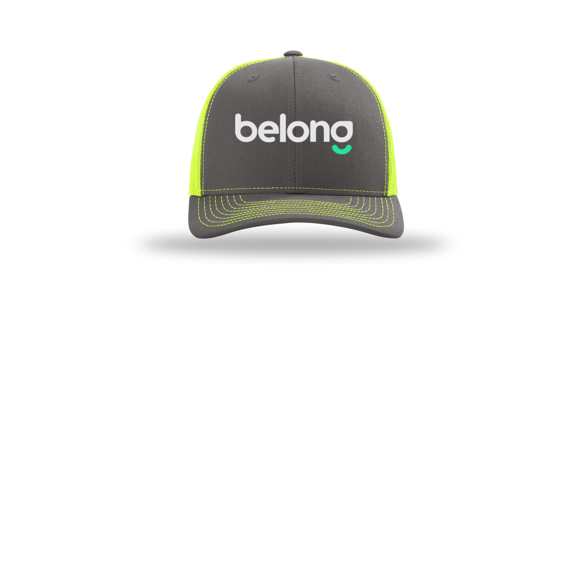 belonghome-richardson-trucker-cap-embroidery-capfront-R112-charcoalneonyellow-flat-front