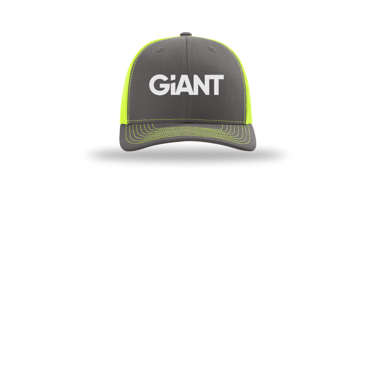 giantworldwide-richardson-trucker-cap-embroidery-capfront-R112-charcoalneonyellow-flat-front