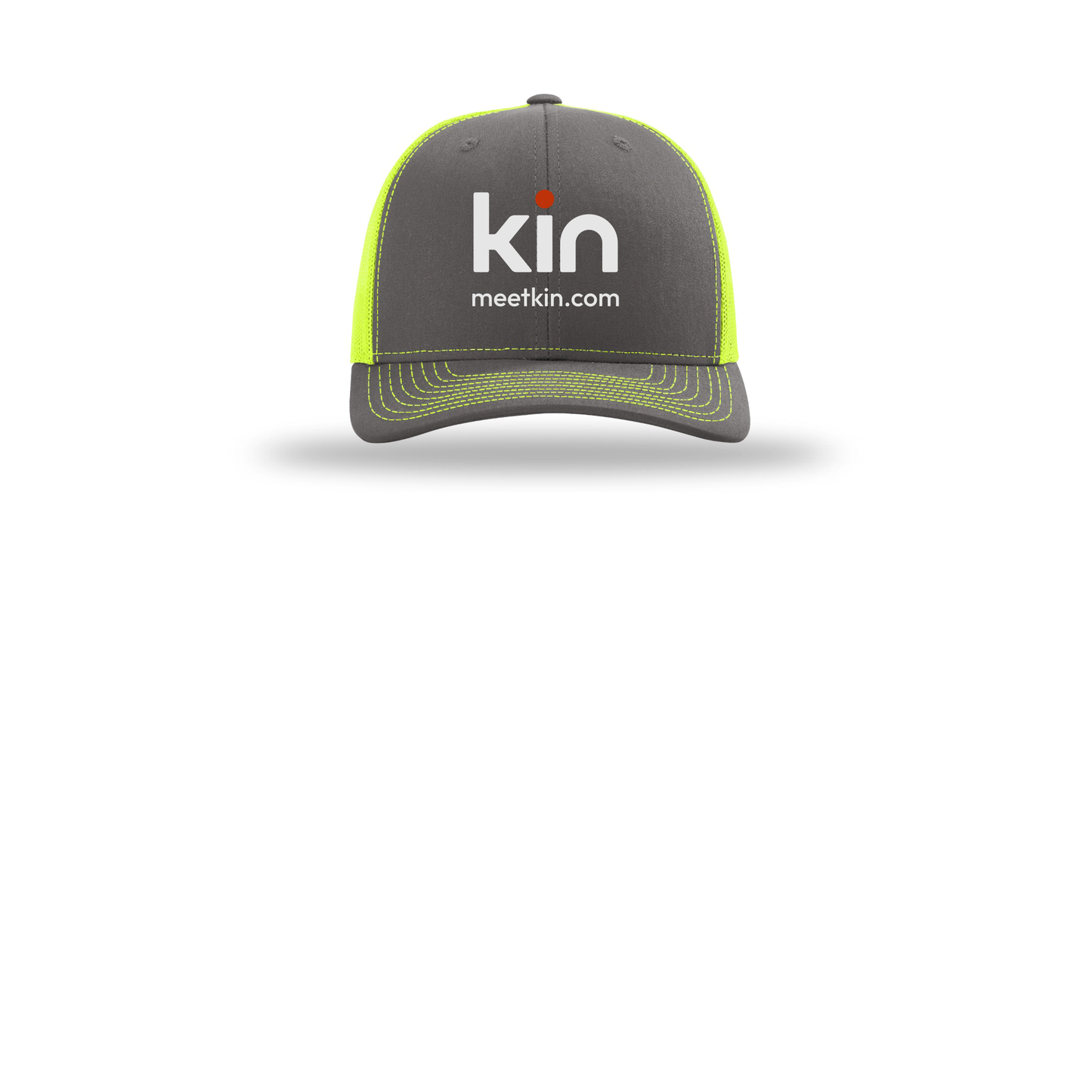 kin-richardson-trucker-cap-embroidery-capfront-R112-charcoalneonyellow-flat-front