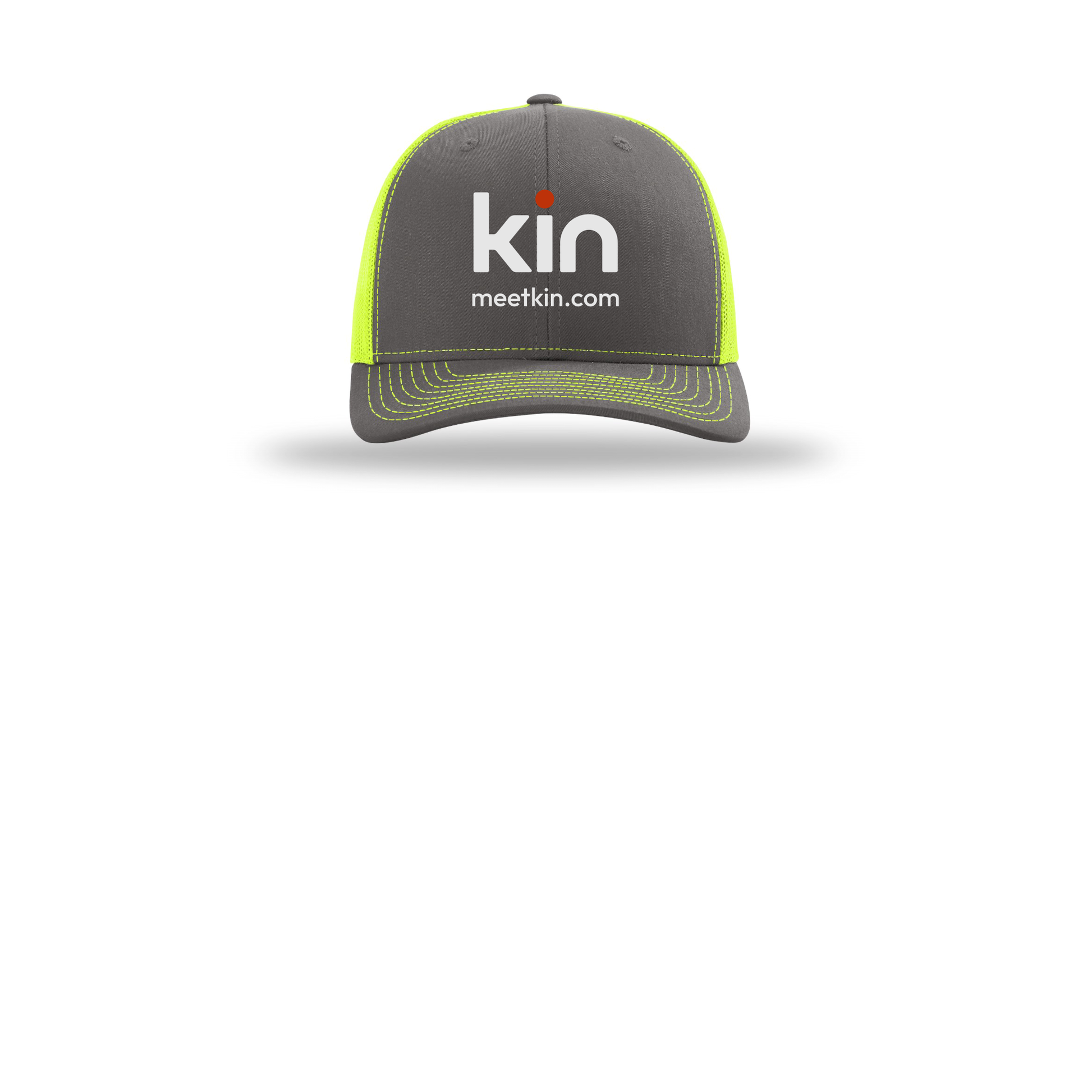 kin-richardson-trucker-cap-embroidery-capfront-R112-charcoalneonyellow-flat-front