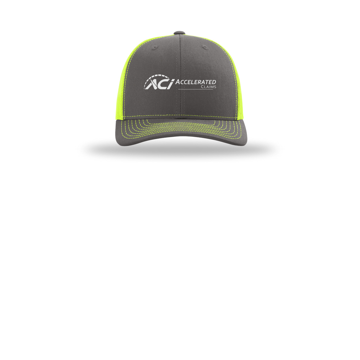 accelclaims-richardson-trucker-cap-embroidery-capfront-R112-charcoalneonyellow-flat-front