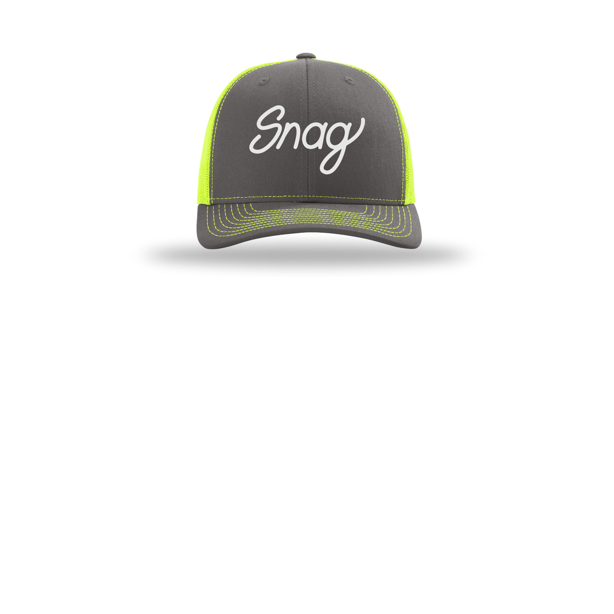 snagdelivery-richardson-trucker-cap-embroidery-capfront-R112-charcoalneonyellow-flat-front
