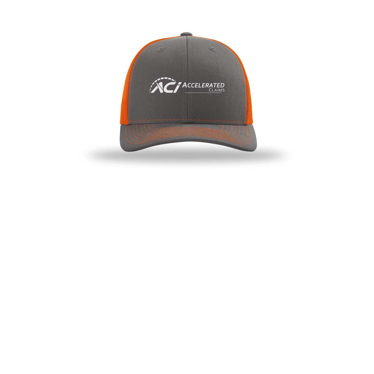 accelclaims-richardson-trucker-cap-embroidery-capfront-R112-charcoalorange-flat-front