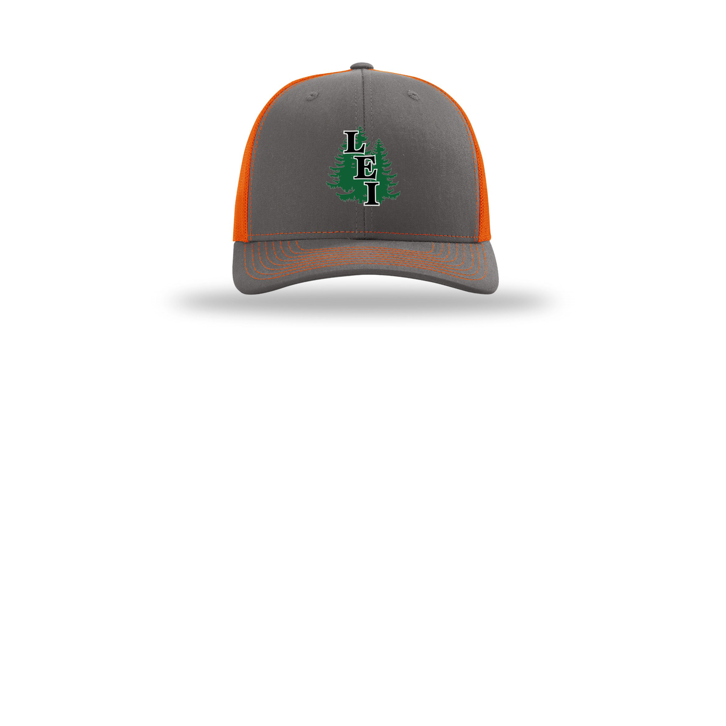 leisite-richardson-trucker-cap-embroidery-capfront-R112-charcoalorange-flat-front