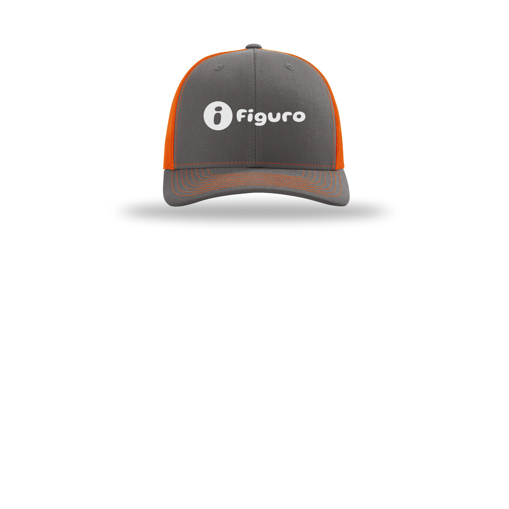 getfiguro-richardson-trucker-cap-embroidery-capfront-R112-charcoalorange-flat-front