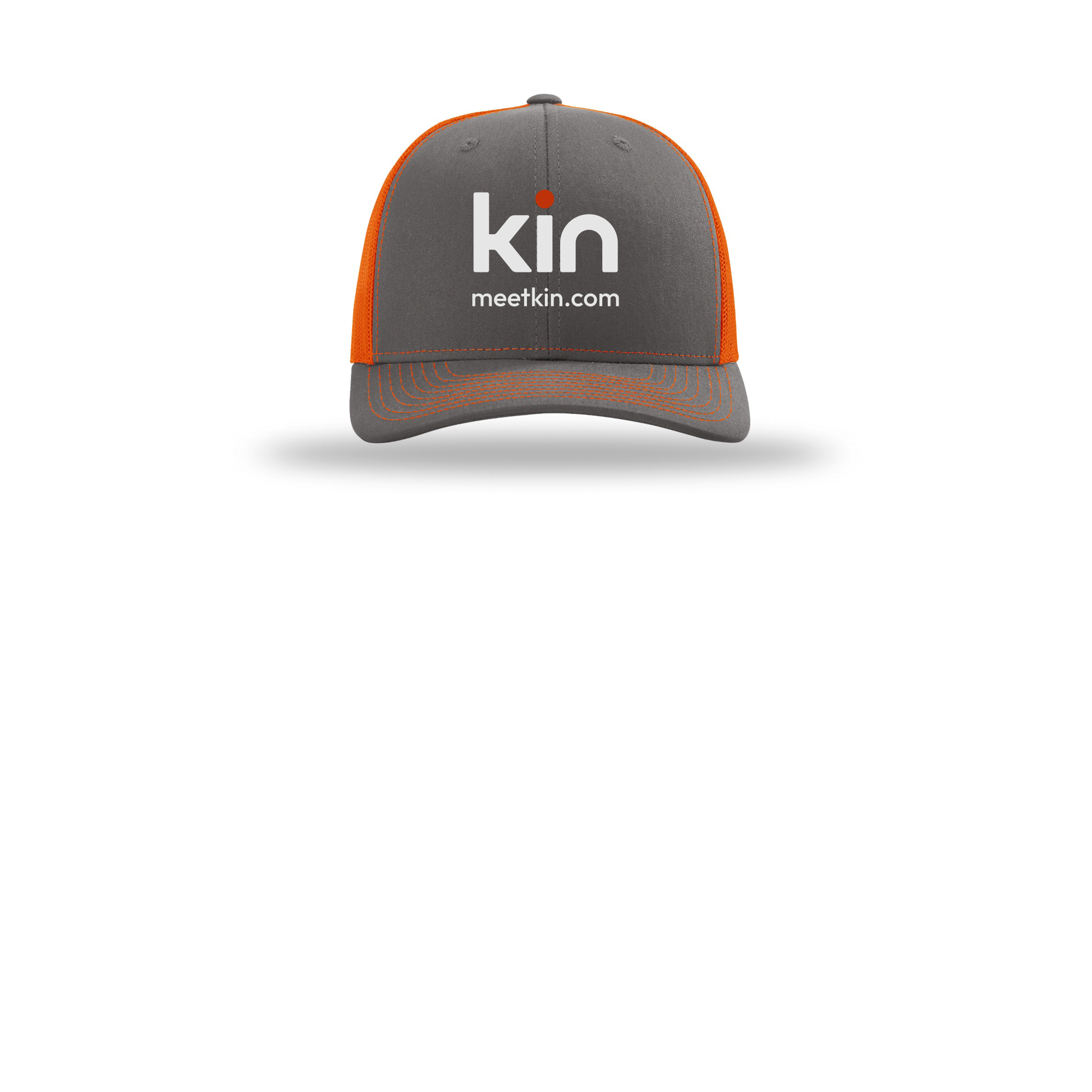 kin-richardson-trucker-cap-embroidery-capfront-R112-charcoalorange-flat-front