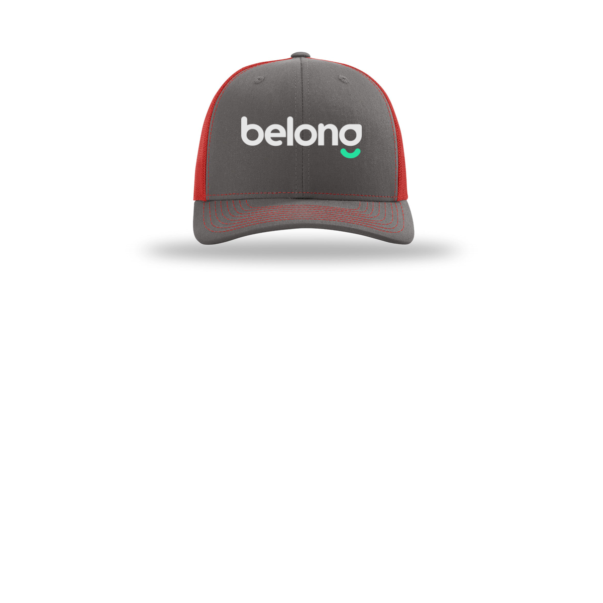 belonghome-richardson-trucker-cap-embroidery-capfront-R112-charcoalred-flat-front