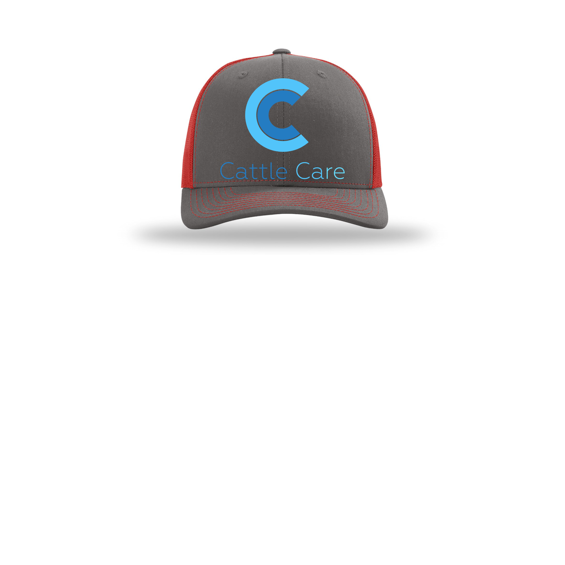 cattle-care-richardson-trucker-cap-embroidery-capfront-R112-charcoalred-flat-front