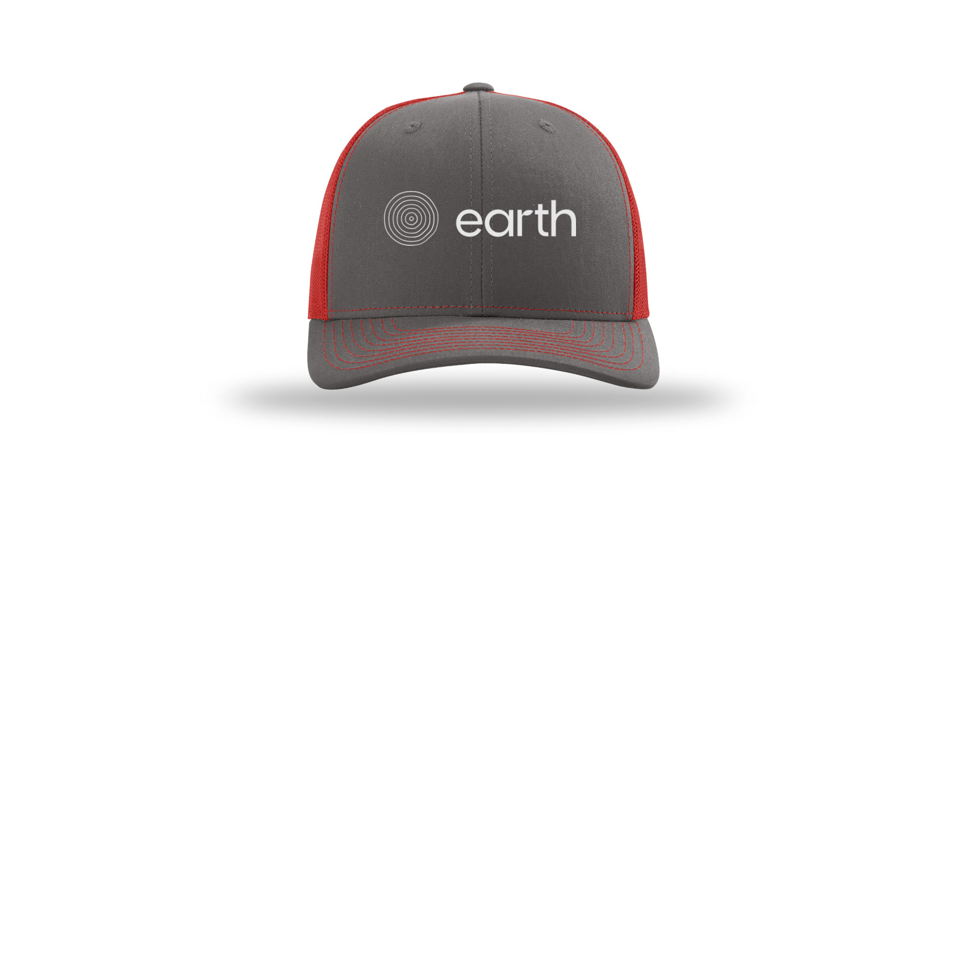 earthfuneral-richardson-trucker-cap-embroidery-capfront-R112-charcoalred-flat-front