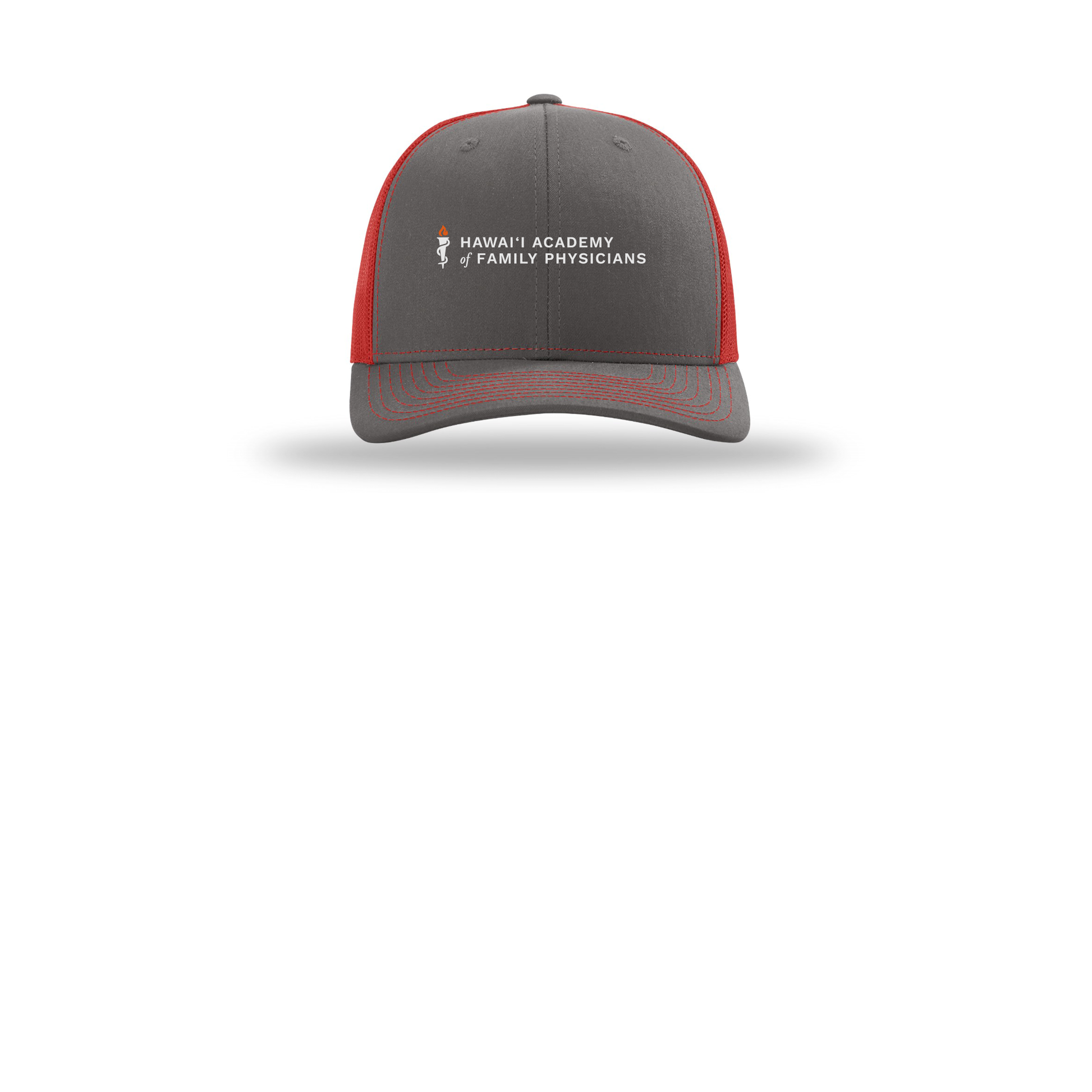 hafp-richardson-trucker-cap-embroidery-capfront-R112-charcoalred-flat-front