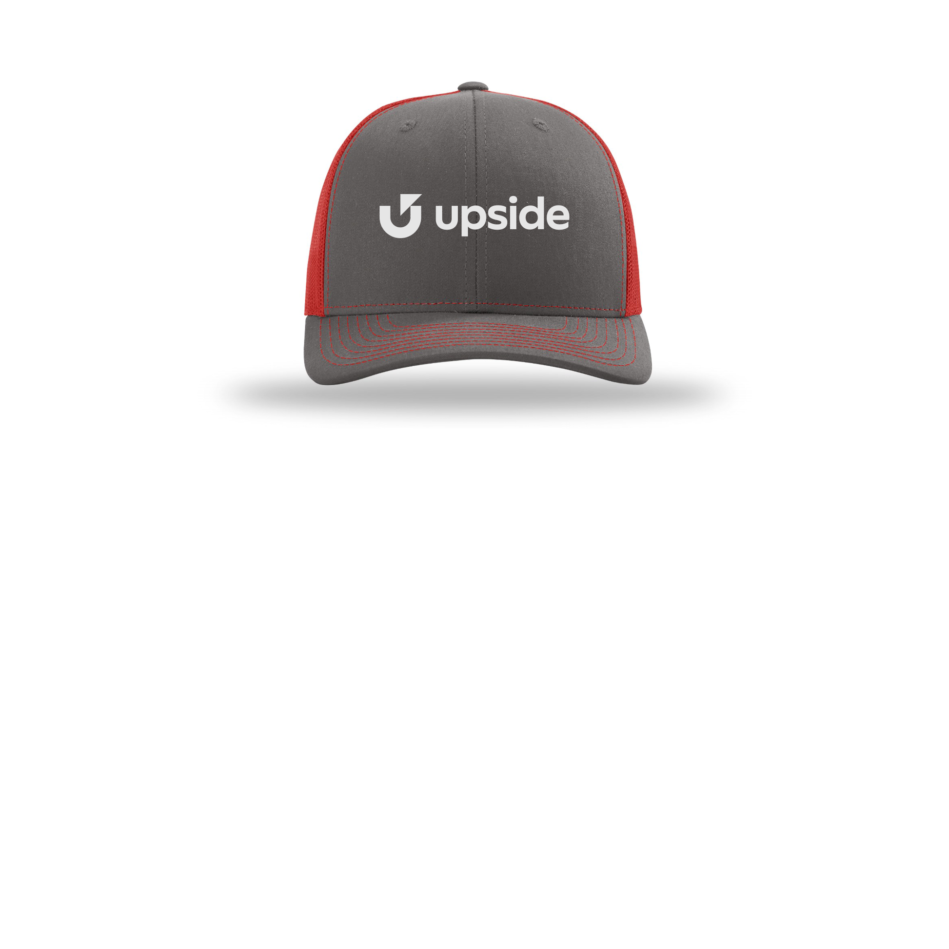 upside-richardson-trucker-cap-embroidery-capfront-R112-charcoalred-flat-front