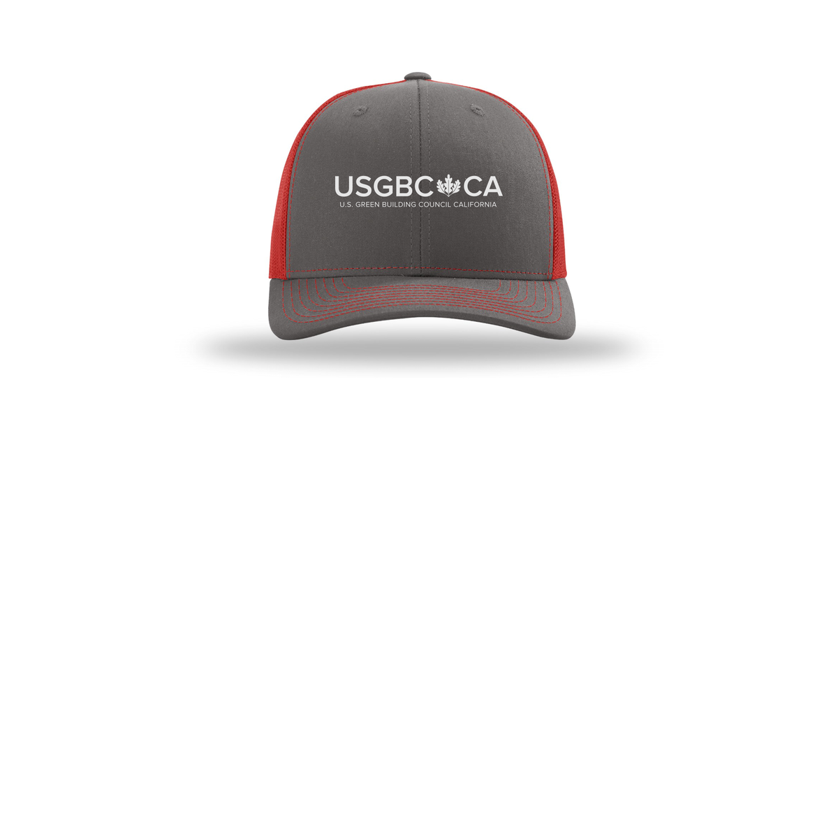 usgbc-ca-richardson-trucker-cap-embroidery-capfront-R112-charcoalred-flat-front