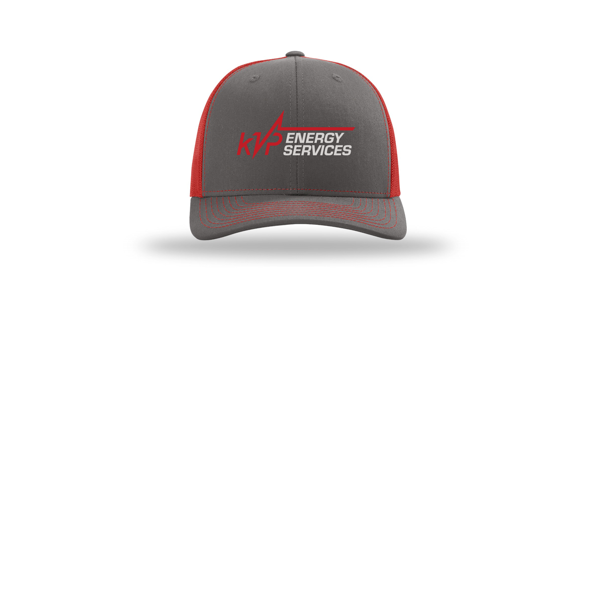 kvpenergy-richardson-trucker-cap-embroidery-capfront-R112-charcoalred-flat-front