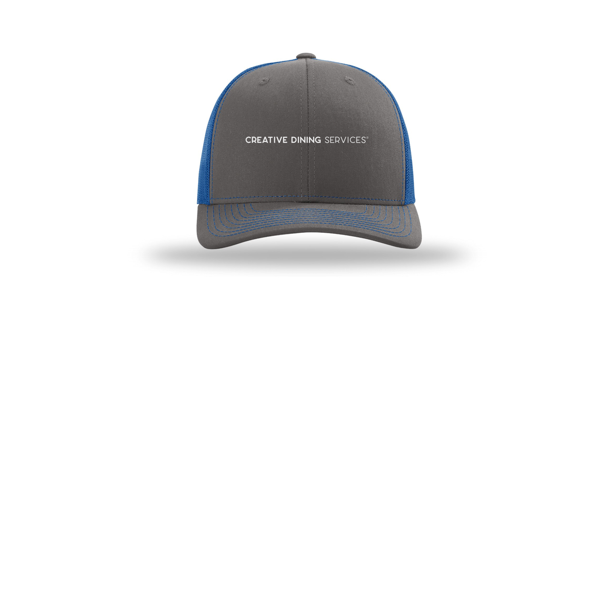 creativedining-richardson-trucker-cap-embroidery-capfront-R112-charcoalroyal-flat-front