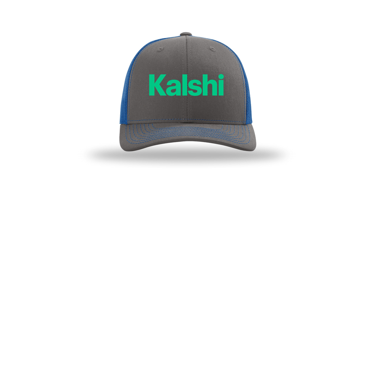 kalshi-richardson-trucker-cap-embroidery-capfront-R112-charcoalroyal-flat-front