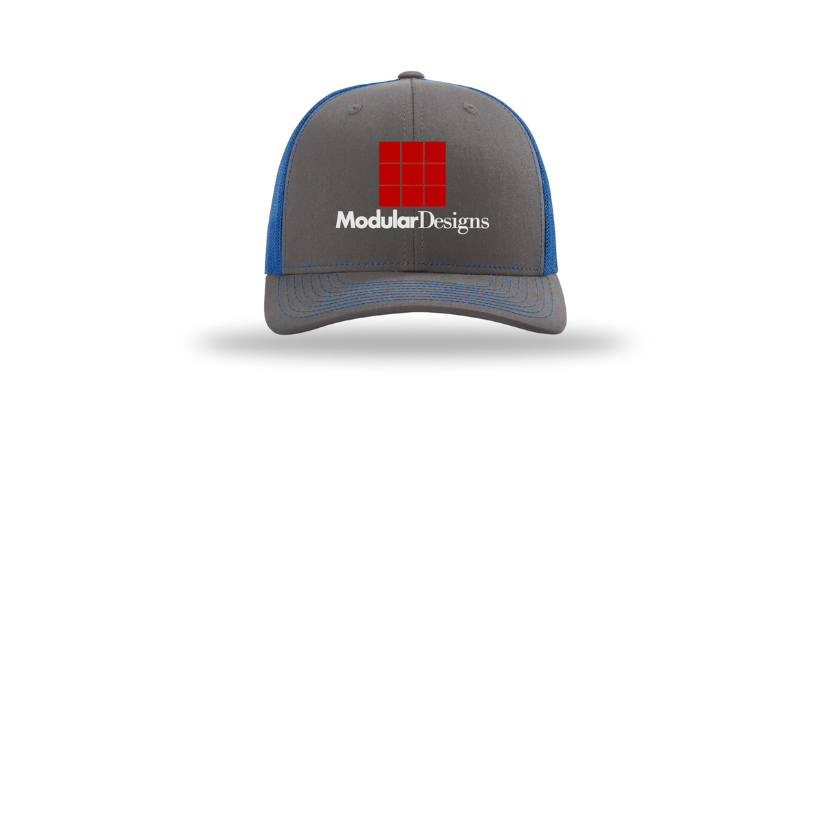 modulardesignsflooring-richardson-trucker-cap-embroidery-capfront-R112-charcoalroyal-flat-front