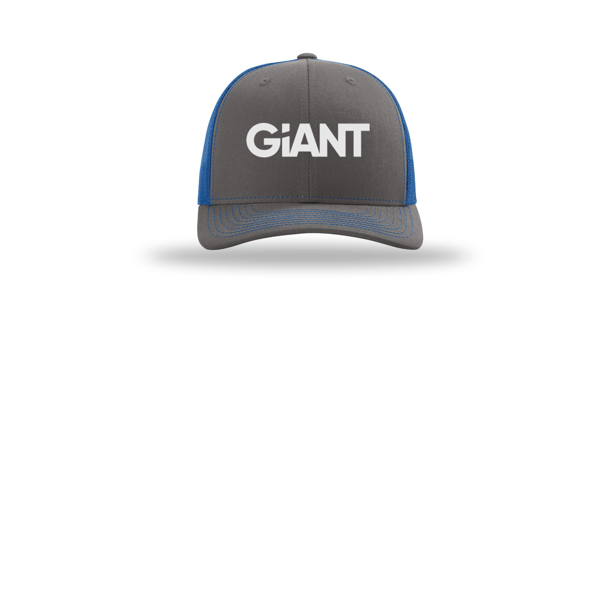 giantworldwide-richardson-trucker-cap-embroidery-capfront-R112-charcoalroyal-flat-front