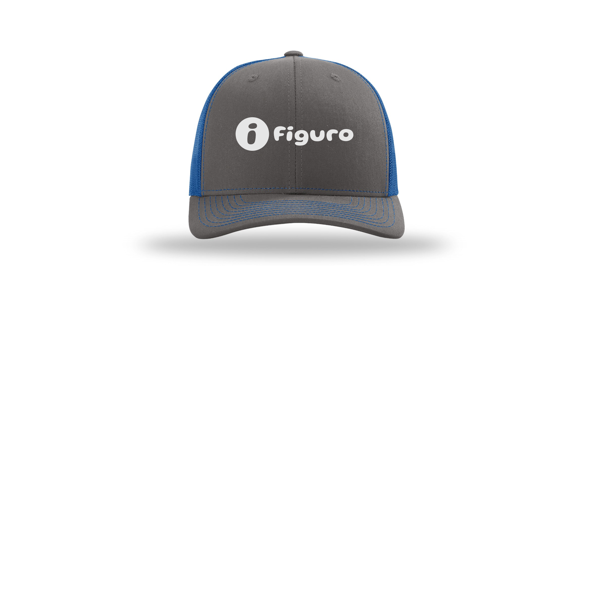 getfiguro-richardson-trucker-cap-embroidery-capfront-R112-charcoalroyal-flat-front