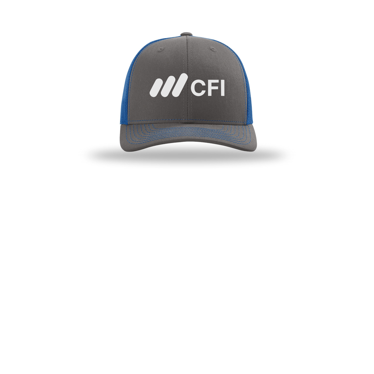 corporatefinanceinstitute-richardson-trucker-cap-embroidery-capfront-R112-charcoalroyal-flat-front