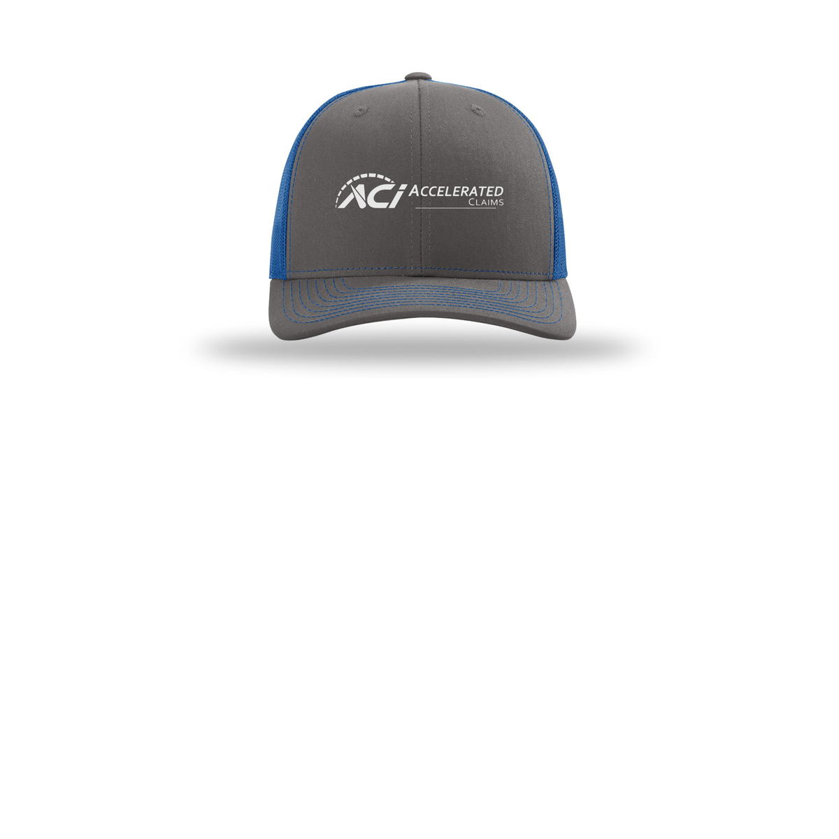 accelclaims-richardson-trucker-cap-embroidery-capfront-R112-charcoalroyal-flat-front