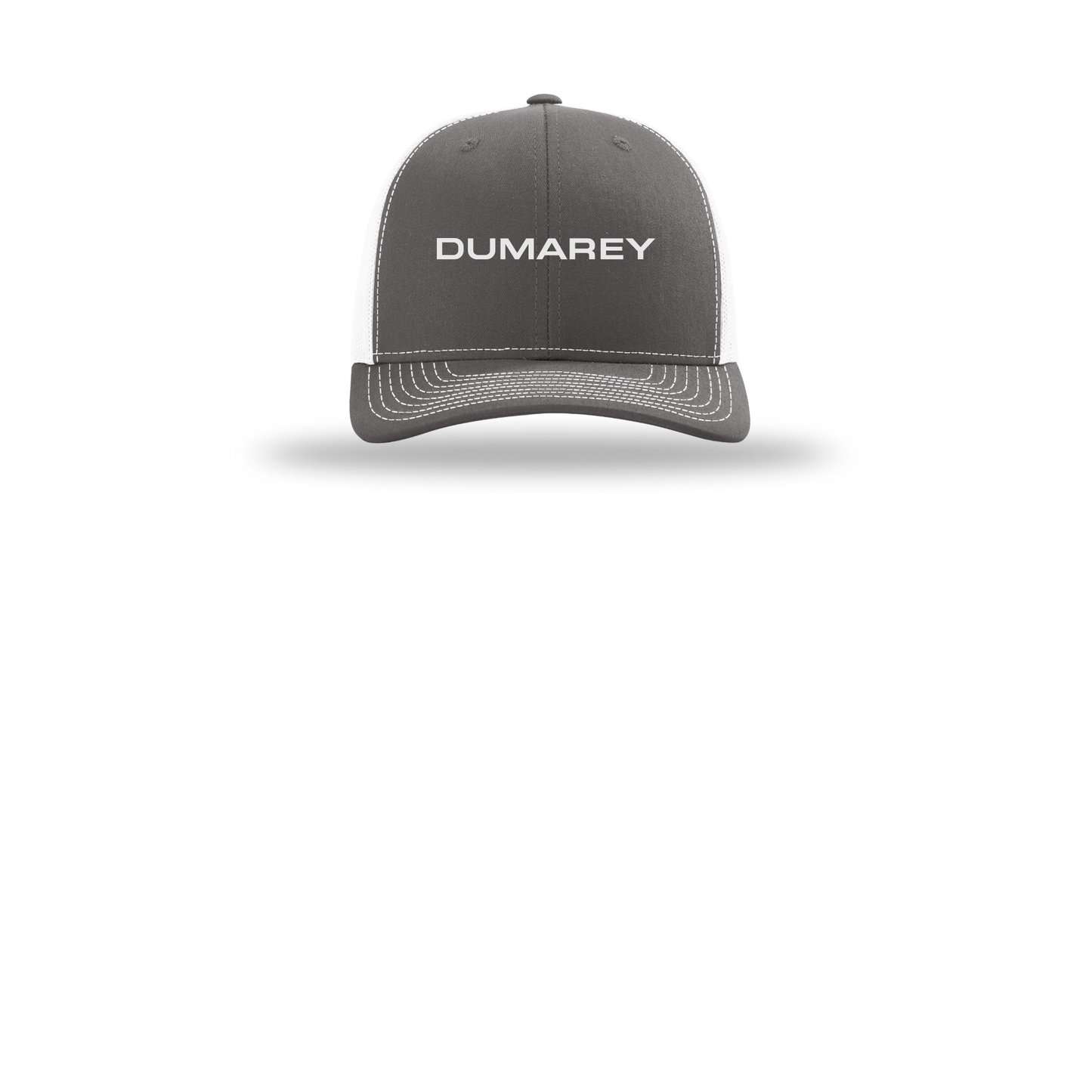 dumarey-richardson-trucker-cap-embroidery-capfront-R112-charcoalwhite-flat-front