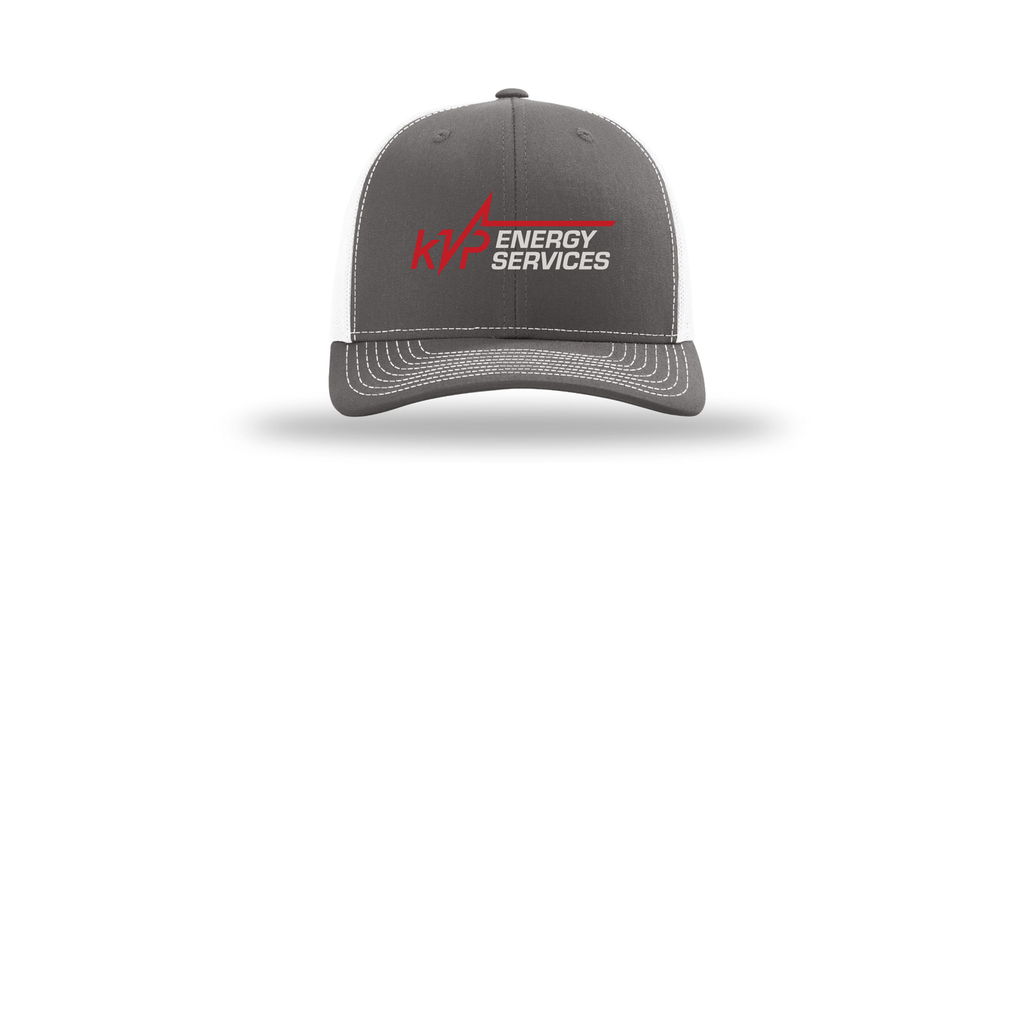 kvpenergy-richardson-trucker-cap-embroidery-capfront-R112-charcoalwhite-flat-front