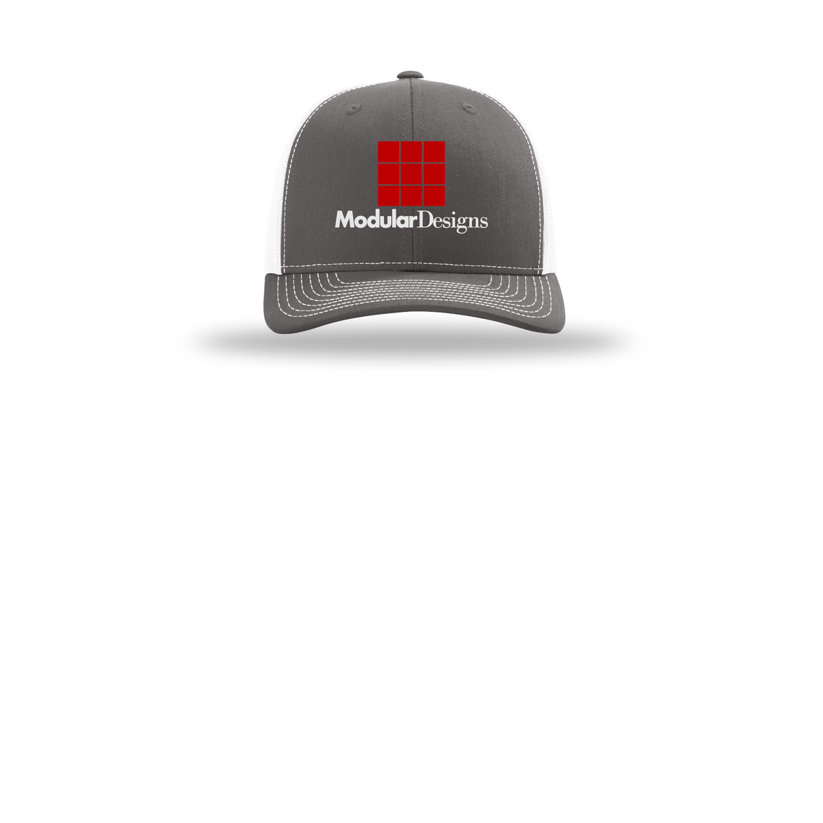 modulardesignsflooring-richardson-trucker-cap-embroidery-capfront-R112-charcoalwhite-flat-front