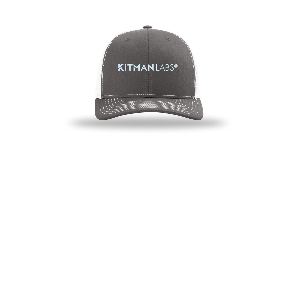kitmanlabs-richardson-trucker-cap-embroidery-capfront-R112-charcoalwhite-flat-front