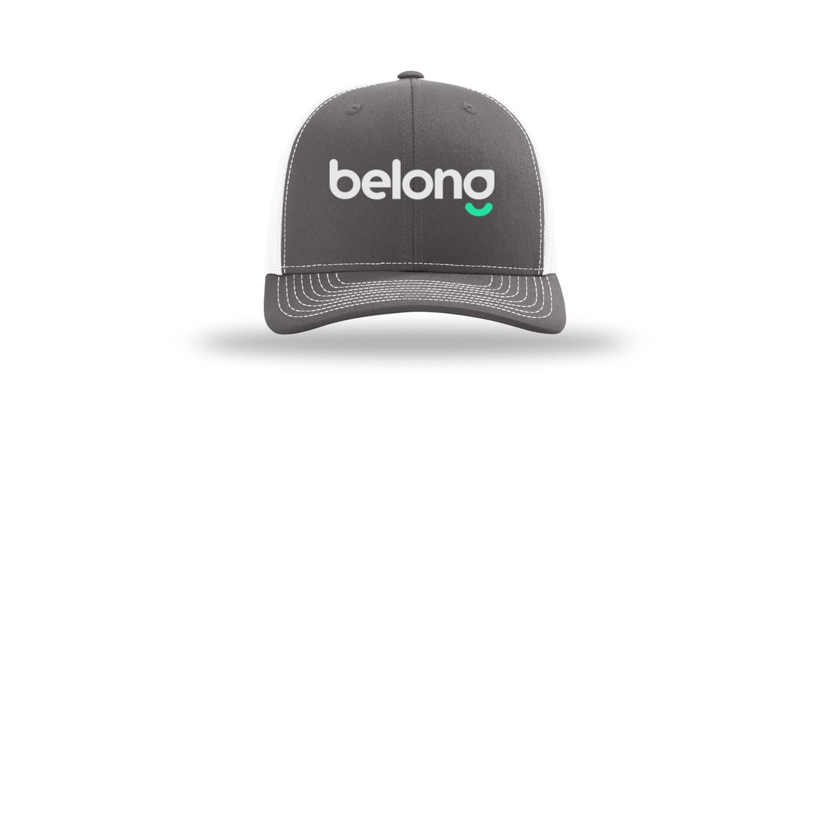 belonghome-richardson-trucker-cap-embroidery-capfront-R112-charcoalwhite-flat-front