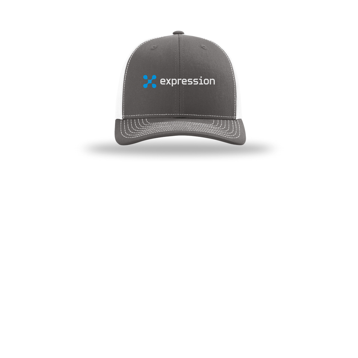 expr-richardson-trucker-cap-embroidery-capfront-R112-charcoalwhite-flat-front