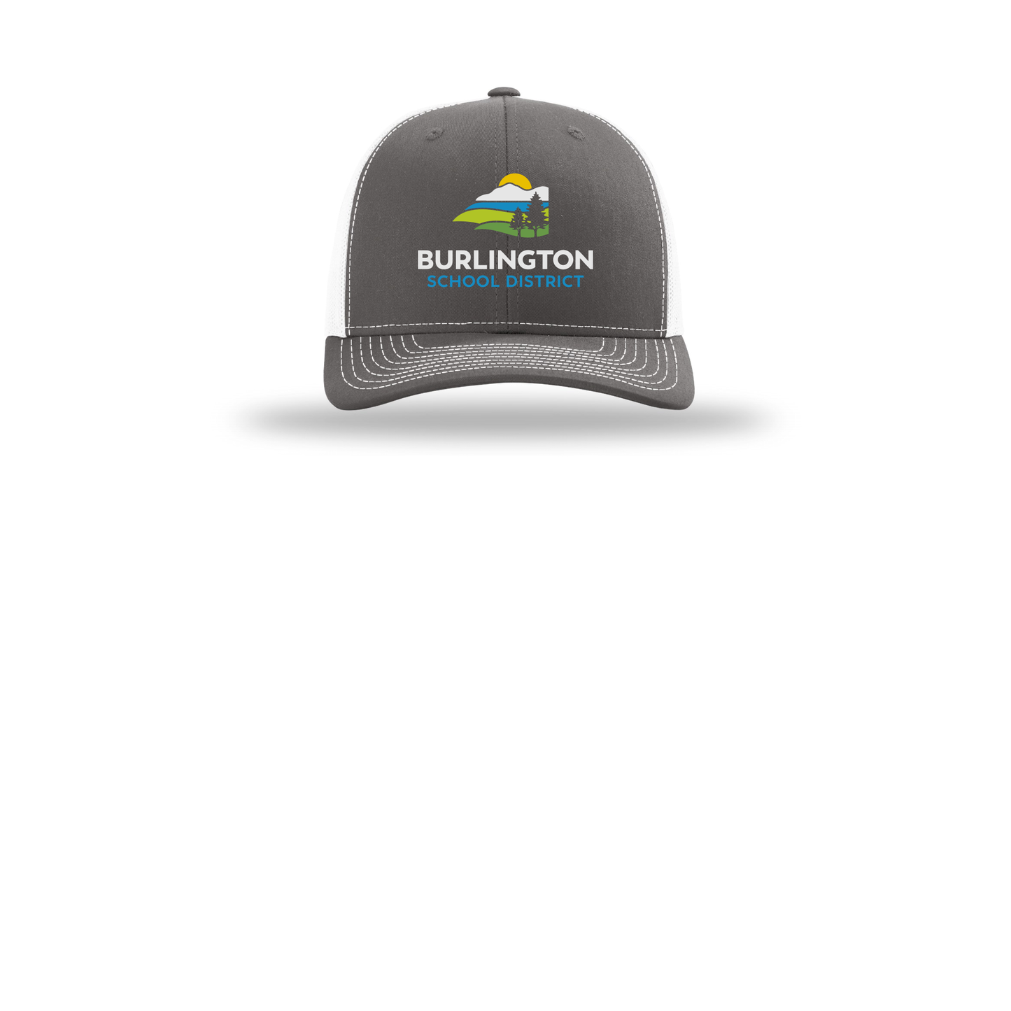 bsdvt-richardson-trucker-cap-embroidery-capfront-R112-charcoalwhite-flat-front