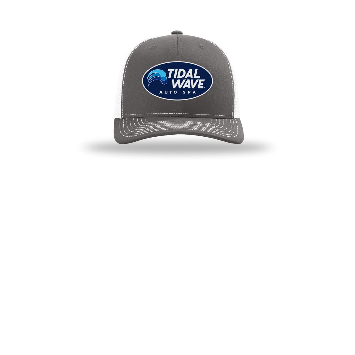 tidalwaveautospa-richardson-trucker-cap-embroidery-capfront-R112-charcoalwhite-flat-front