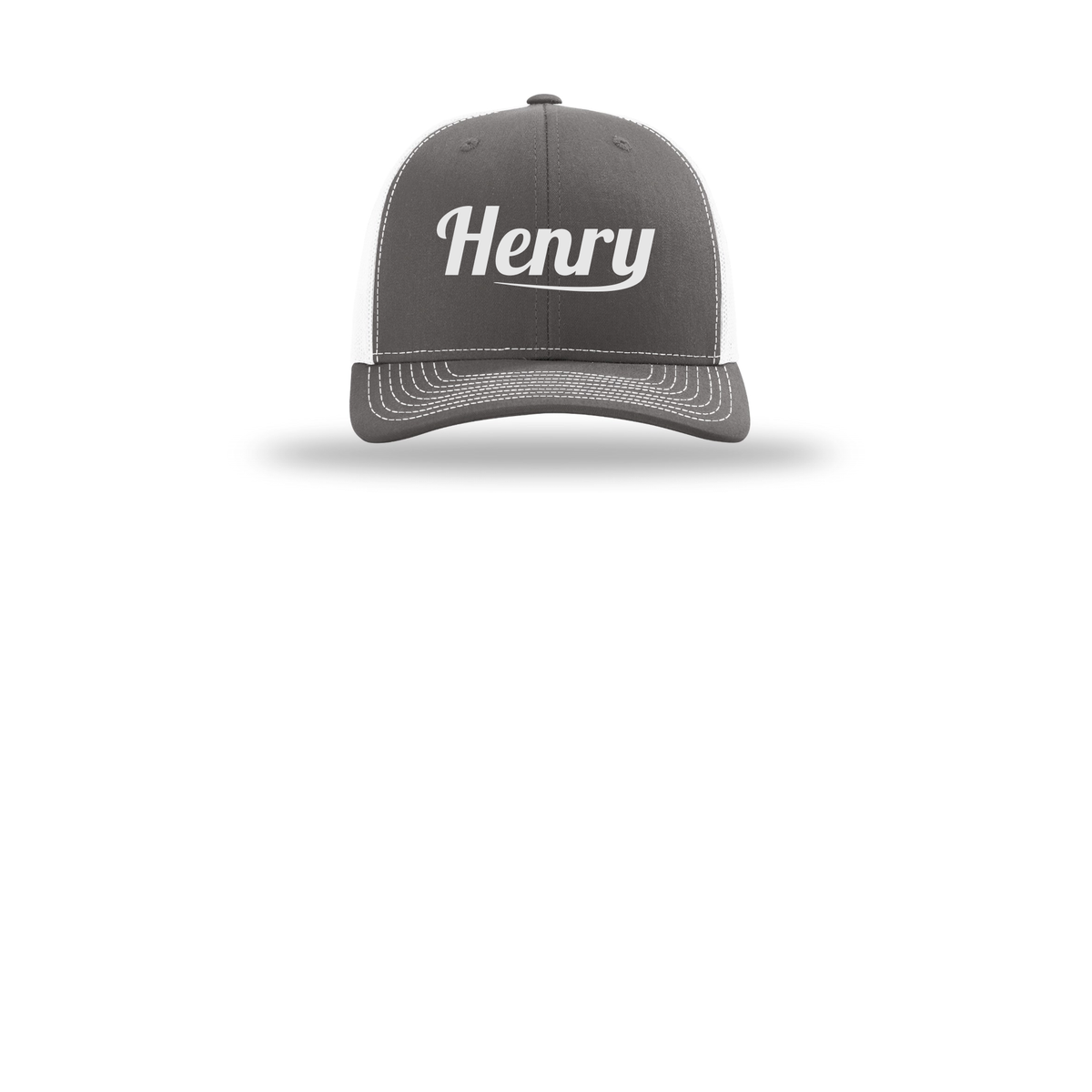 henrymeds-richardson-trucker-cap-embroidery-capfront-R112-charcoalwhite-flat-front