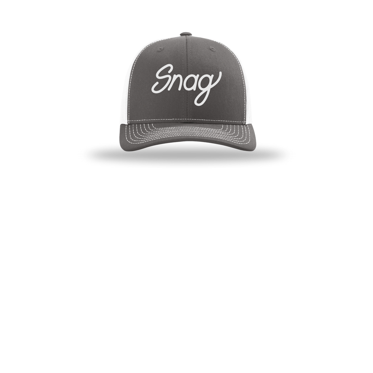 snagdelivery-richardson-trucker-cap-embroidery-capfront-R112-charcoalwhite-flat-front