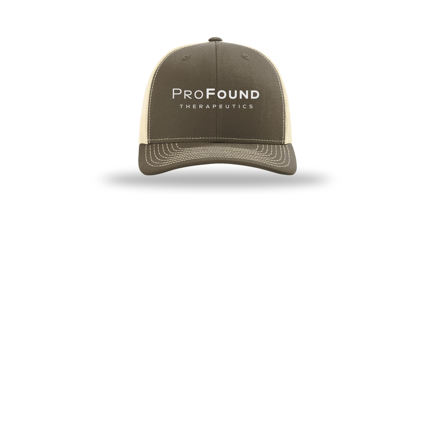 profoundtx-richardson-trucker-cap-embroidery-capfront-R112-chocolatechipbirch-flat-front