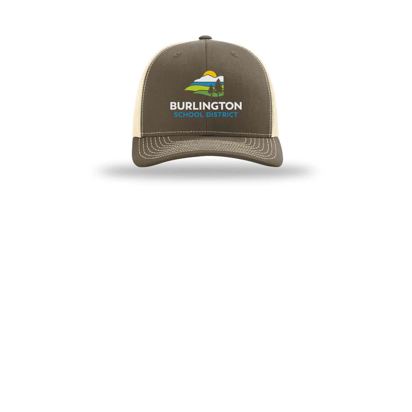 bsdvt-richardson-trucker-cap-embroidery-capfront-R112-chocolatechipbirch-flat-front