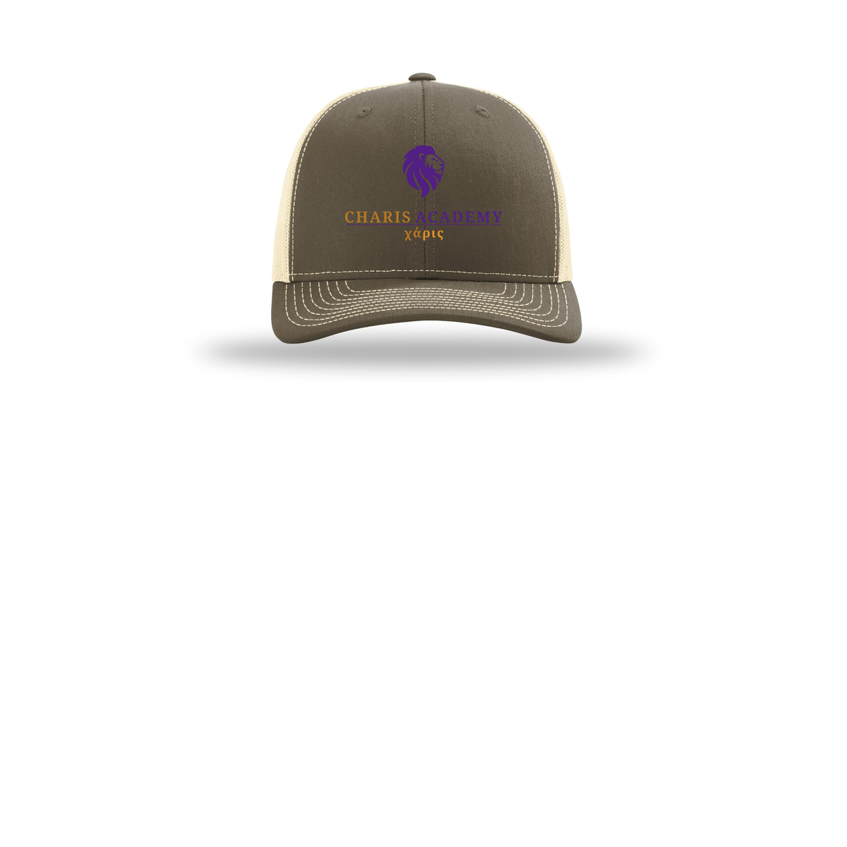 cahazleton-richardson-trucker-cap-embroidery-capfront-R112-chocolatechipbirch-flat-front