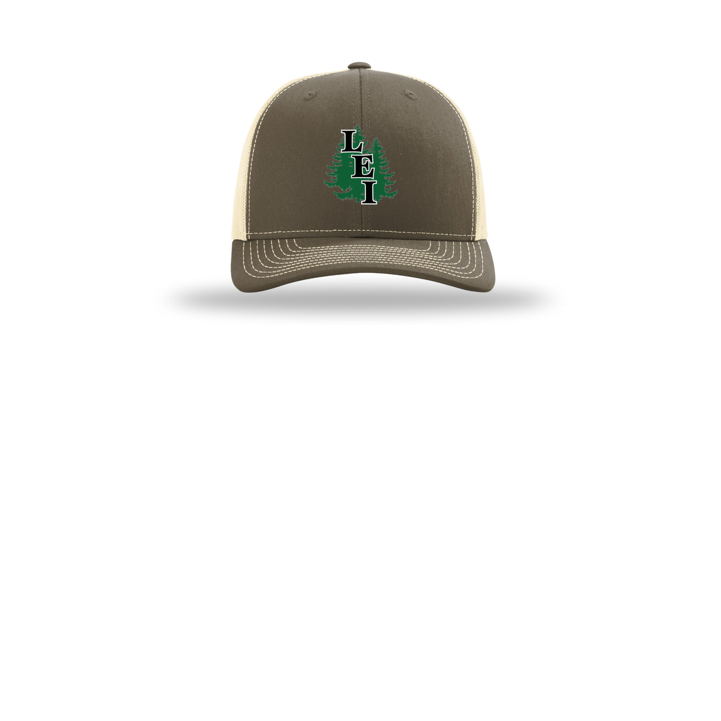 leisite-richardson-trucker-cap-embroidery-capfront-R112-chocolatechipbirch-flat-front