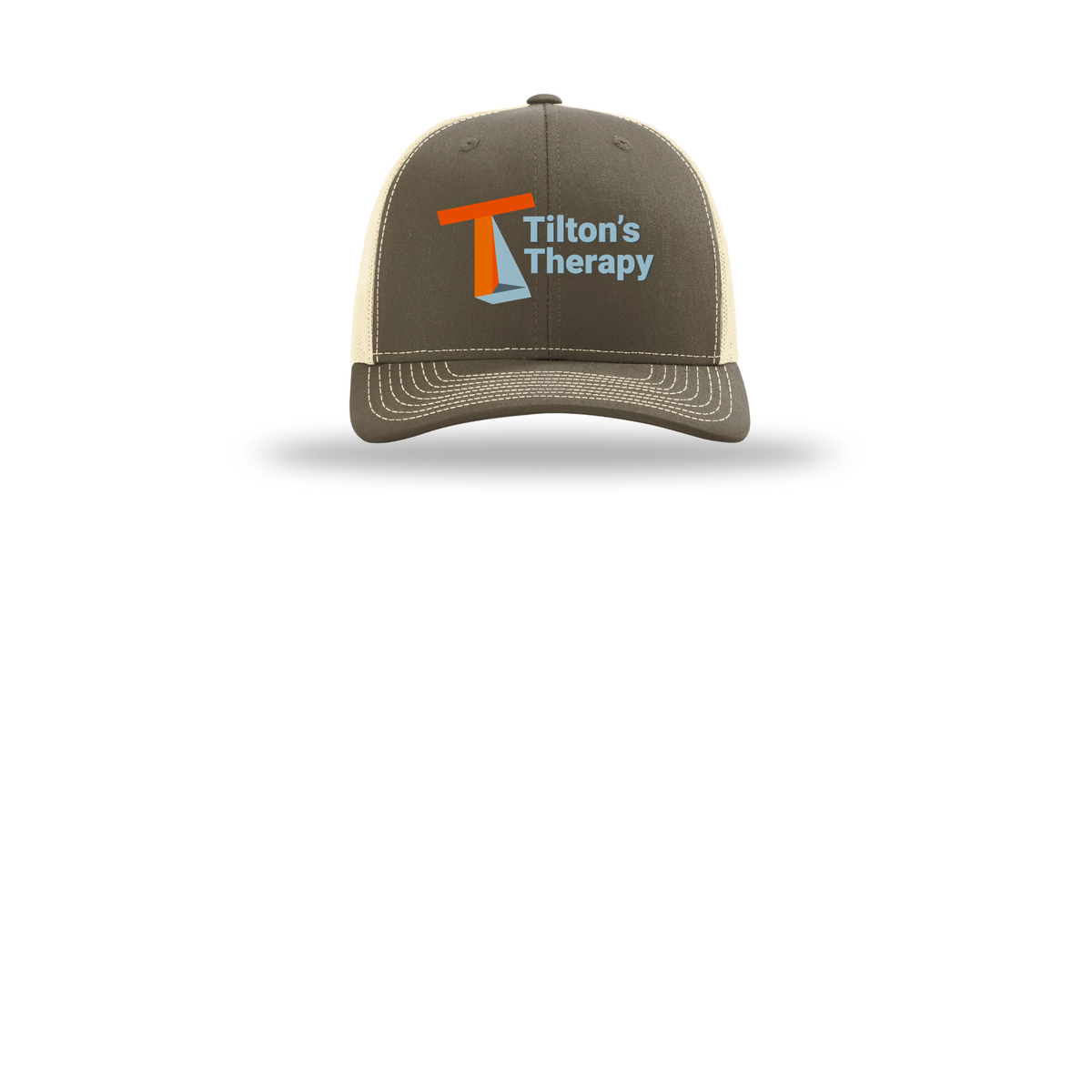 tiltonstherapy-richardson-trucker-cap-embroidery-capfront-R112-chocolatechipbirch-flat-front