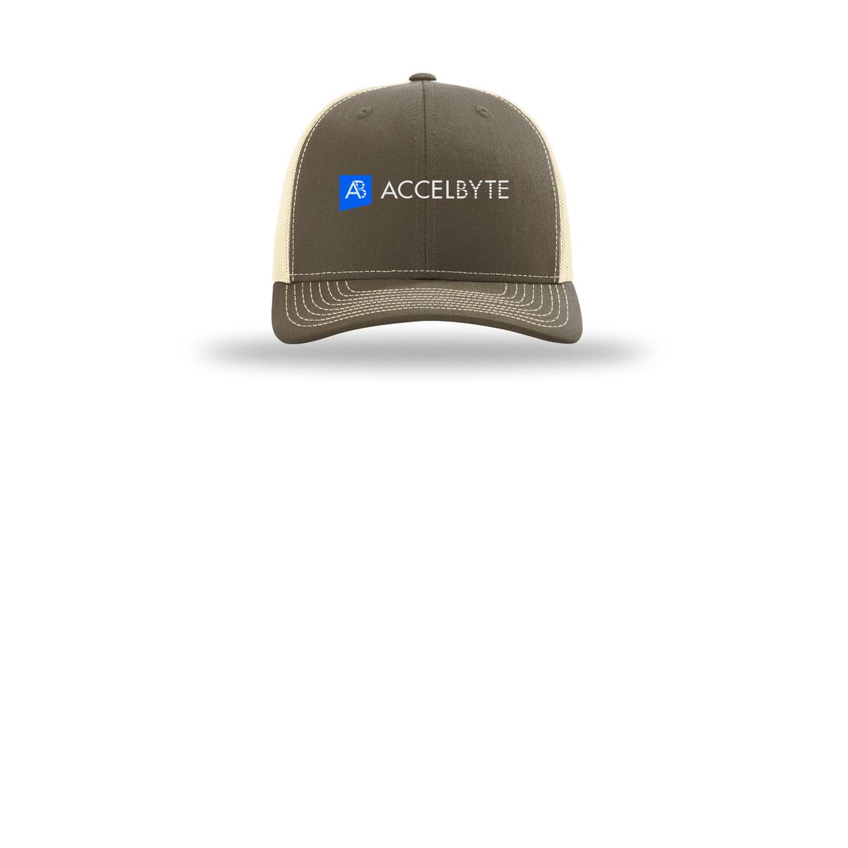 accelbyte-richardson-trucker-cap-embroidery-capfront-R112-chocolatechipbirch-flat-front