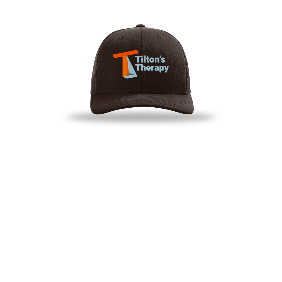 tiltonstherapy-richardson-trucker-cap-embroidery-capfront-R112-coffee-flat-front