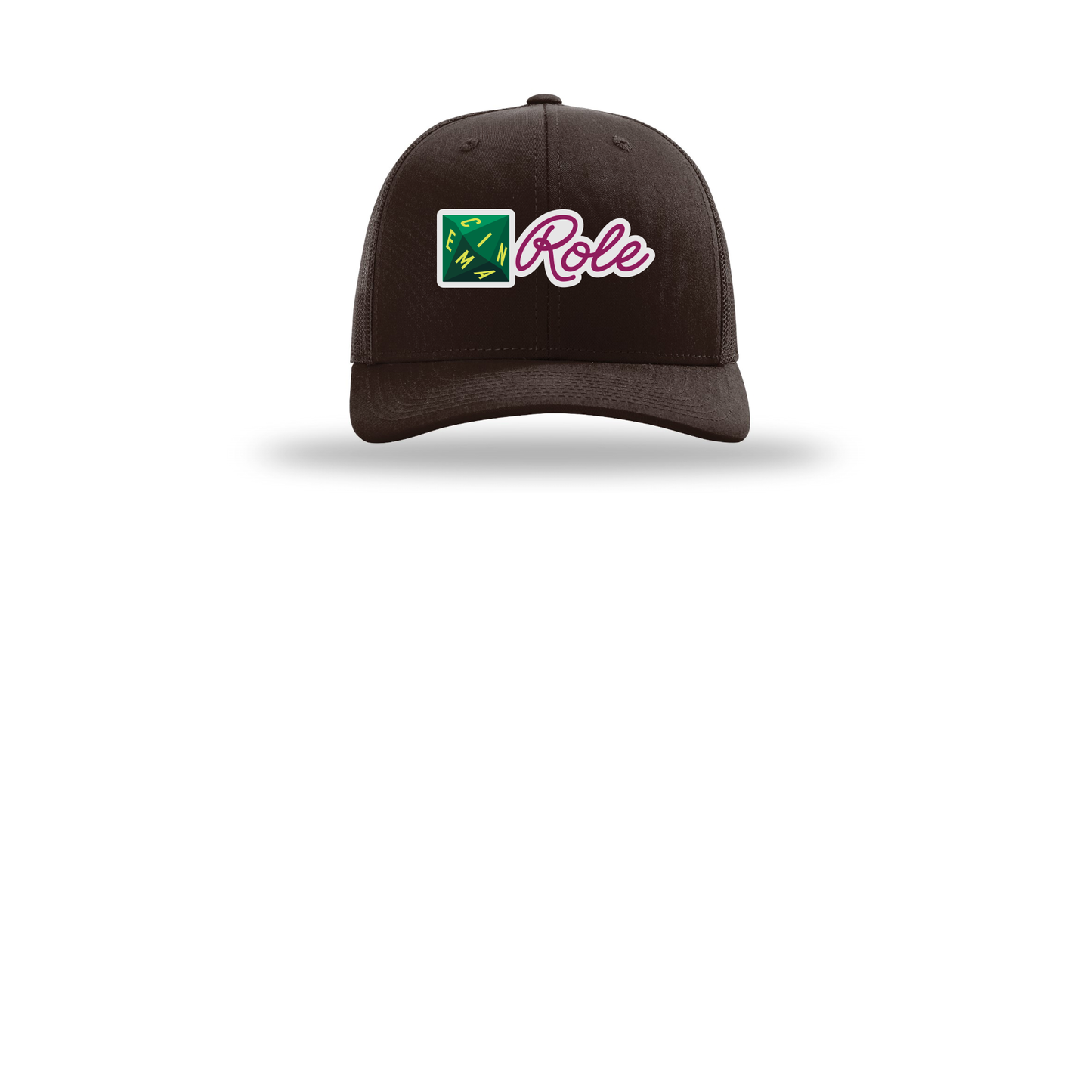 cinemarole-richardson-trucker-cap-embroidery-capfront-R112-coffee-flat-front