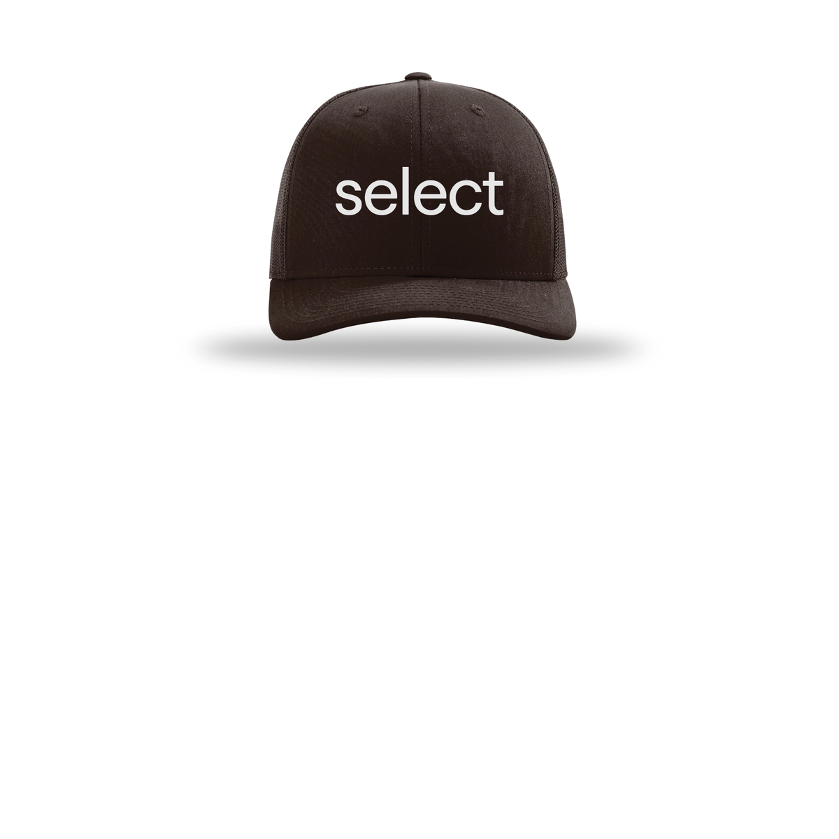 meetselect-richardson-trucker-cap-embroidery-capfront-R112-coffee-flat-front