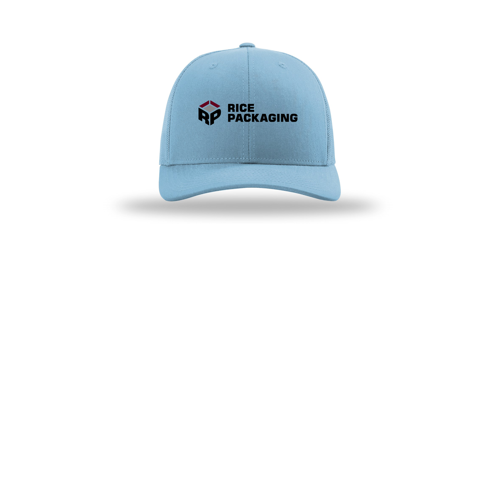 ricepackaging-richardson-trucker-cap-embroidery-capfront-R112-columbiablue-flat-front