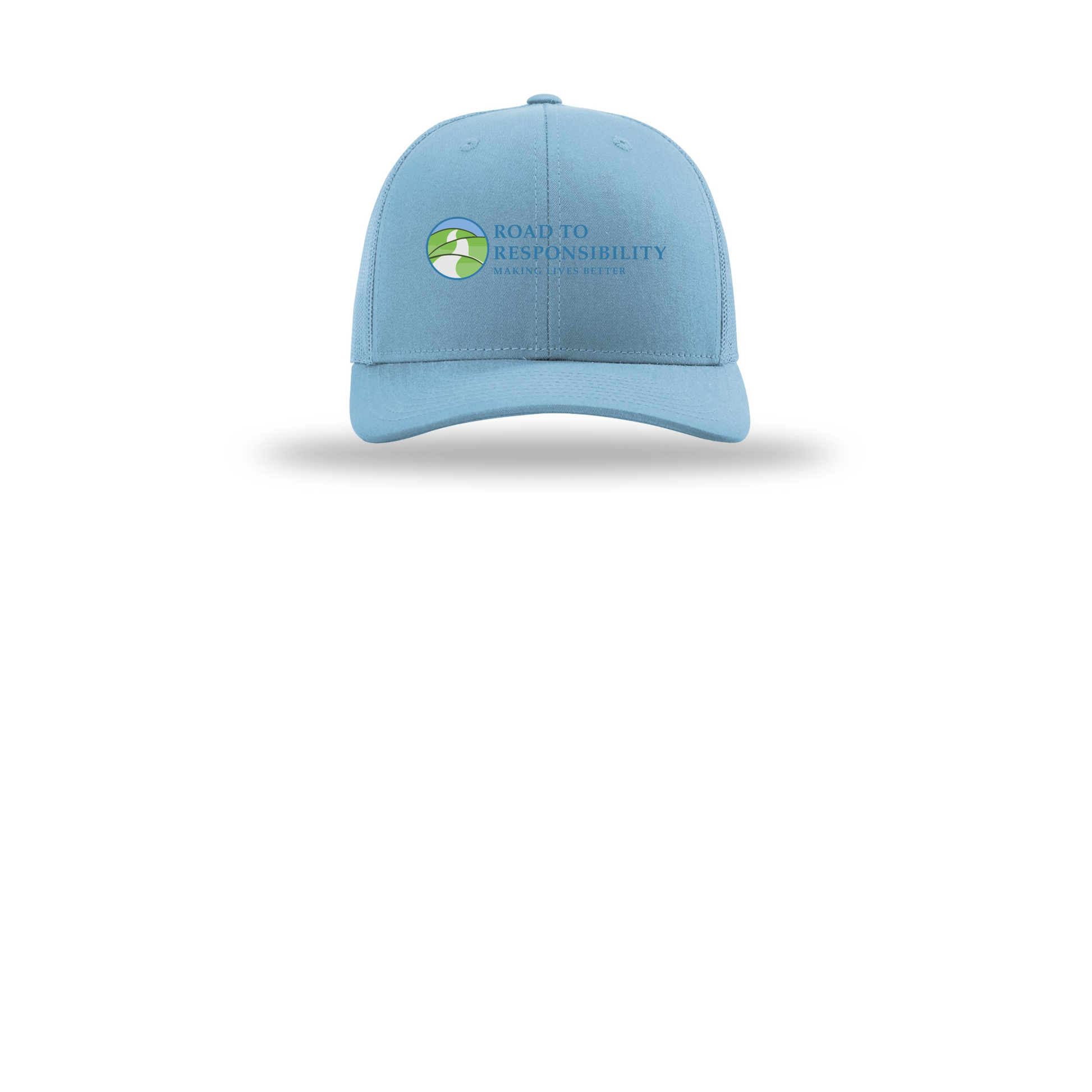 roadtoresponsibility-richardson-trucker-cap-embroidery-capfront-R112-columbiablue-flat-front