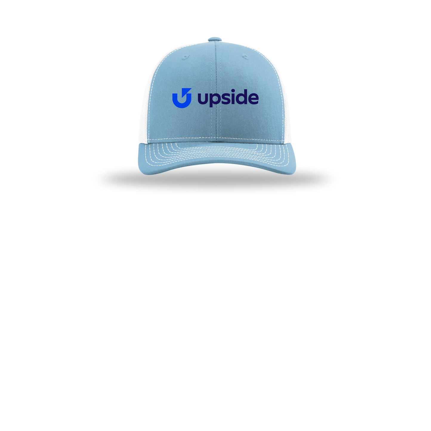 upside-richardson-trucker-cap-embroidery-capfront-R112-columbiabluewhite-flat-front