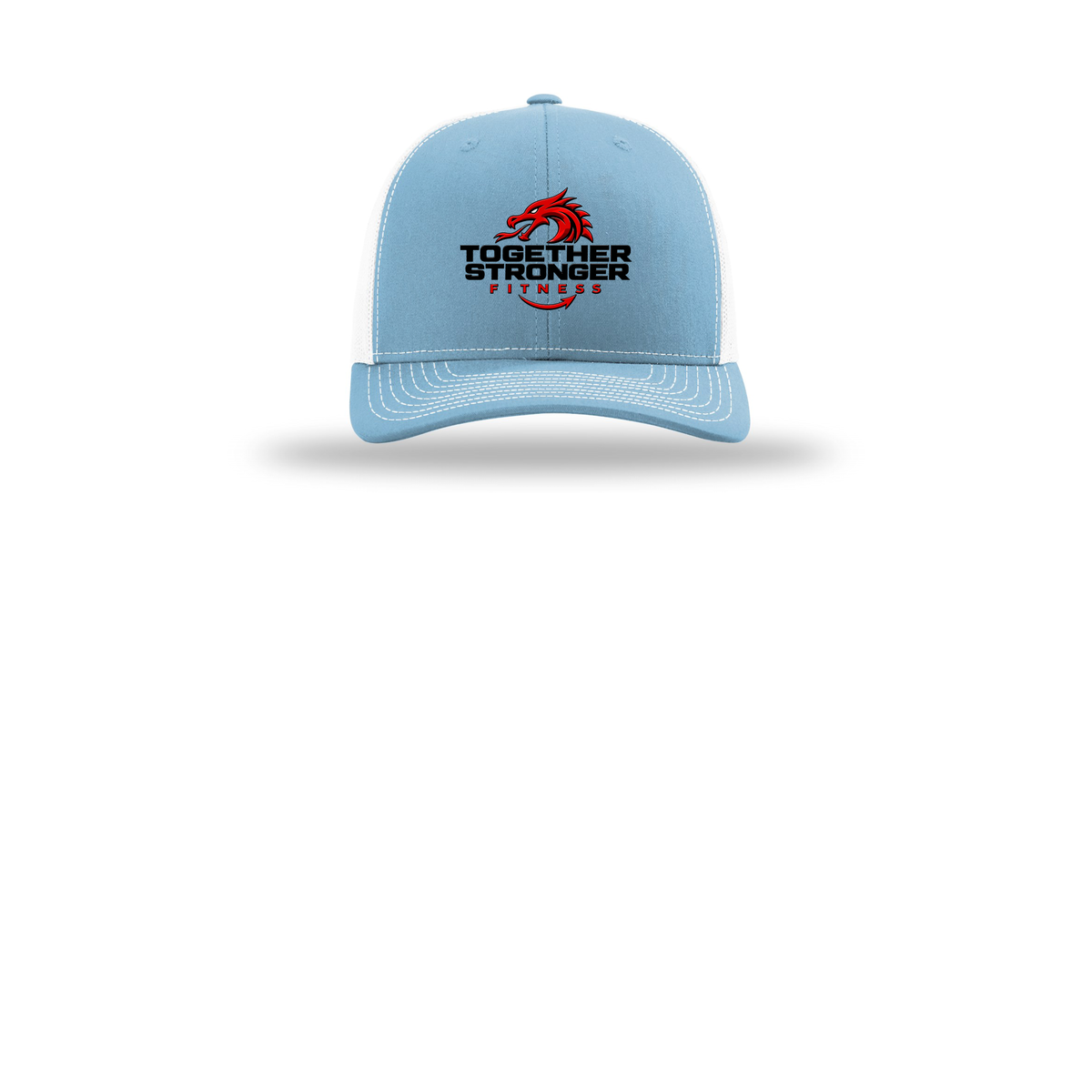 togetherstrongerfitness-richardson-trucker-cap-embroidery-capfront-R112-columbiabluewhite-flat-front