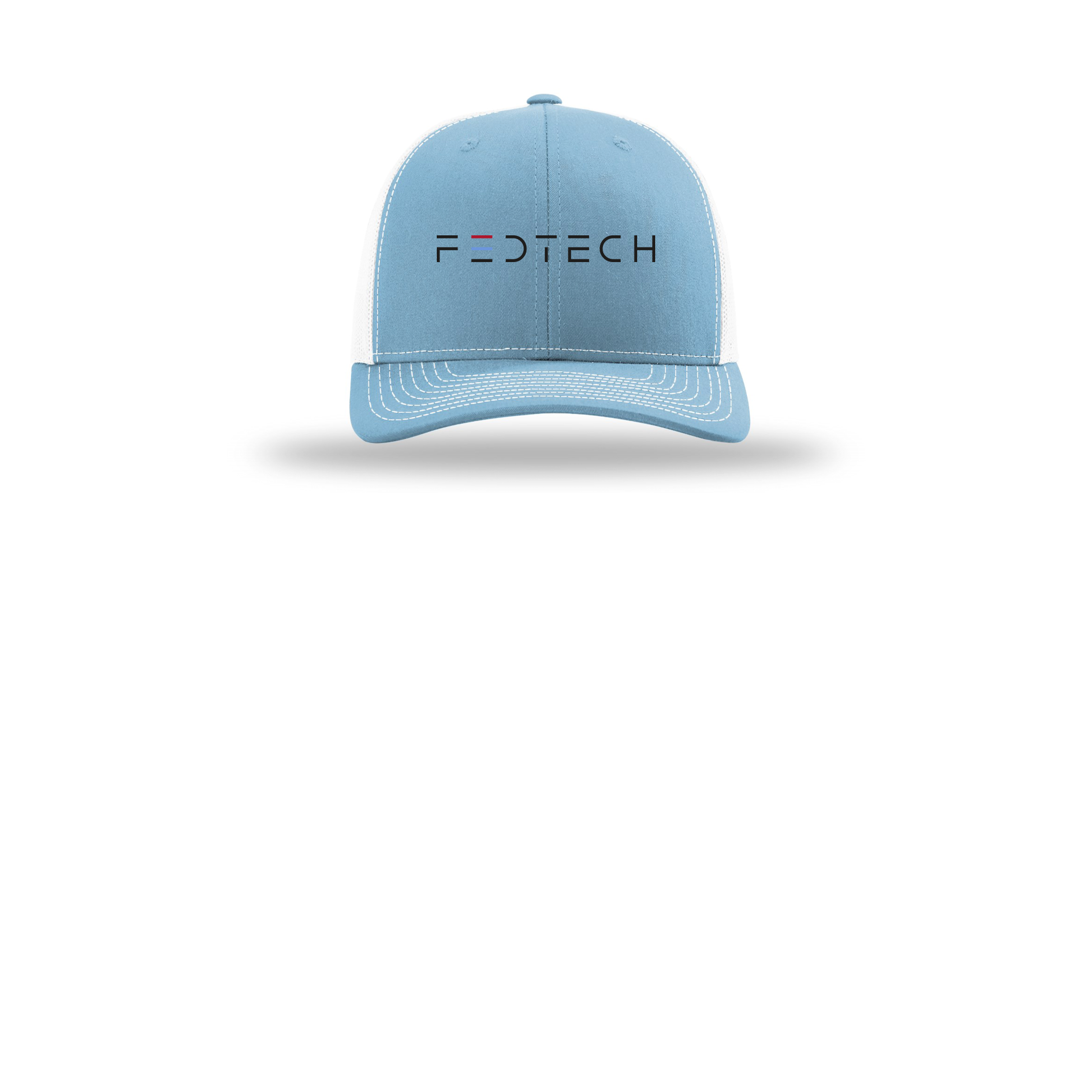 fedtech-richardson-trucker-cap-embroidery-capfront-R112-columbiabluewhite-flat-front